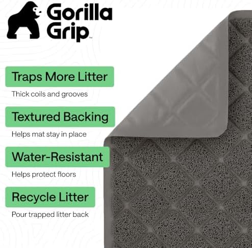 GORILLA GRIP Cat Litter Box Mat, Coiled Mesh Trapping Mats, 47x35 Charcoal - Image 2