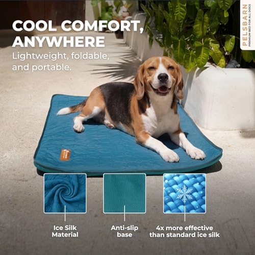 Pelsbarn Dog Cooling Mat, Ice Silk Self-Cooling Pad, Deep Blue - Image 6
