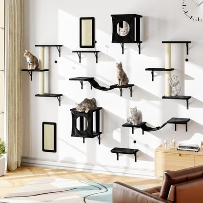 10 Pcs Cat Wall Shelves Set, Wall-Mounted Climber - Image 2