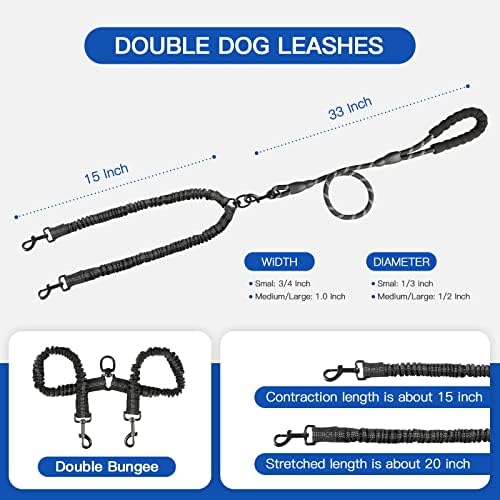 MingXpets Double Dog Leash, Dual Dog Leash, 360° Swivel Tangle Free Bungee - Image 7