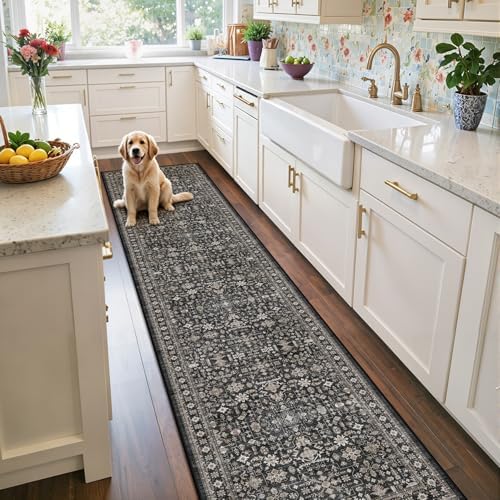 Grey Hallway Runner Rug 2x8 for Kitchen Bathroom by WelcometoBabovid