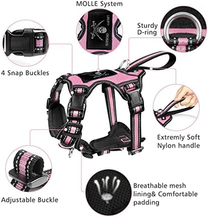 WINSEE Pet Harness Collar and Leash Set, All-in-one Reflective Dog Harness No - Image 3