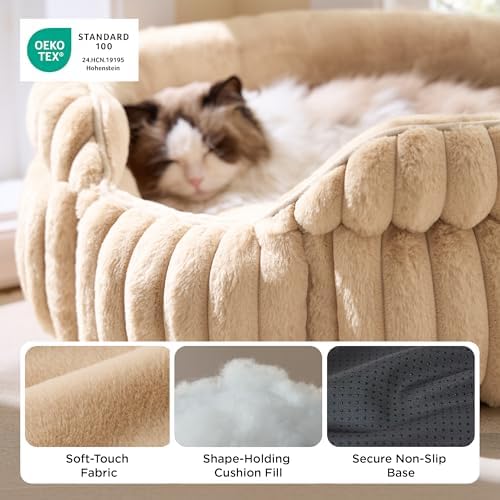 Bedsure ComfyFleece® Washable Cute Cat Bed, Soft Round Kitten Bed - Image 4