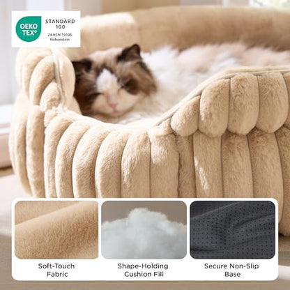 Bedsure ComfyFleece® Washable Cute Cat Bed, Soft Round Kitten Bed - Image 4