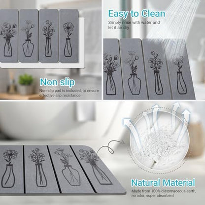 Gray Fast Drying Diatomaceous Foldable Stone Bath Mat - Image 5