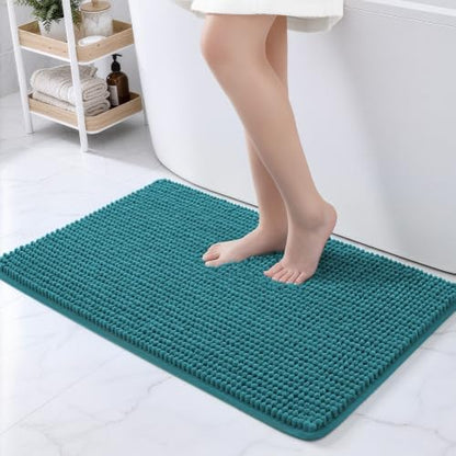 Ophanie Teal Bathroom Rugs 36x24, Soft Chenille Bath Mat, Non Slip Absorbent by Ophanie