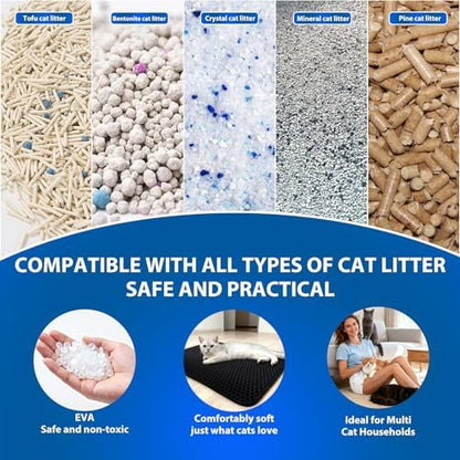 Cat Litter Box Mat, Double-Layer Honeycomb Litter Trap 35"x24" Gray - Image 5