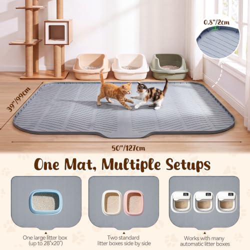 Silicone Cat Litter Mat 50”x39 Extra Large Cat Mat - Image 2