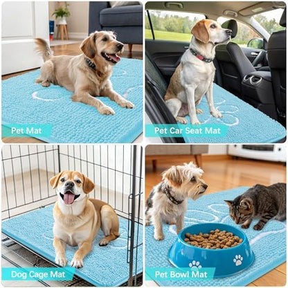 OLANLY Dog Door Mat for Muddy Paws 48x30, Paw Print Design Chenille Mud Mat - Image 7