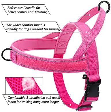 No Pull Dog Harness Pink for Small Medium Large Sized Dog, Reflective Escape - Image 2