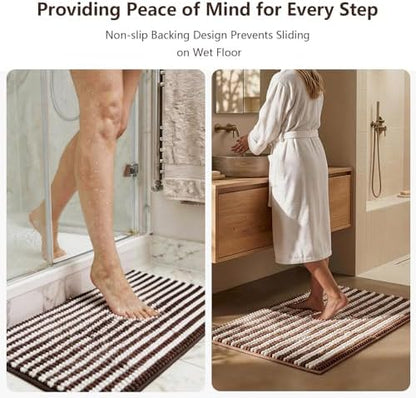 Chenille Bathroom Rug Non Slip Washable, Absorbent Bath Mat - Image 3