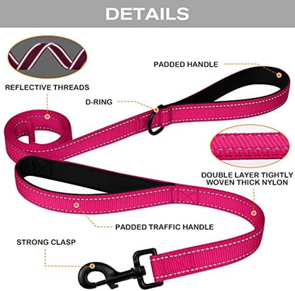 Joytale Dog Leash for Large Dogs that Pull, Double Handle, Hot Pink - Image 3