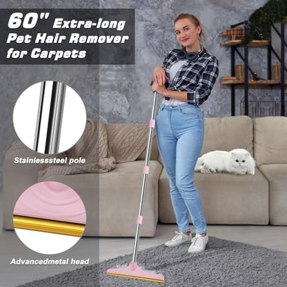 B-Land Carpet Rake for Pet Hair Removal, Carpet Scrape for Rug Pink - Image 2