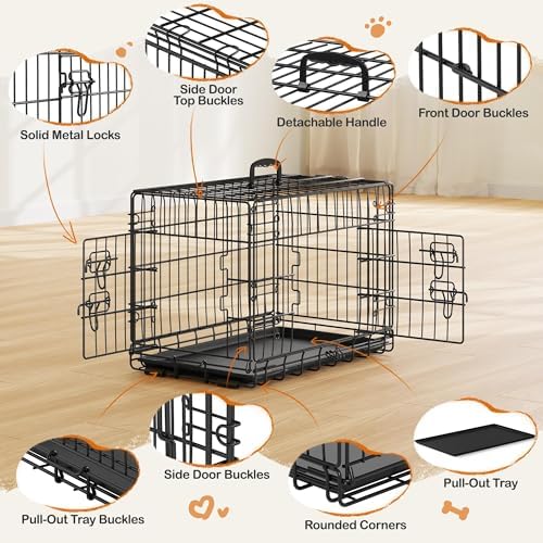 Yaheetech 24inch Double Door Dog Crate w/Divider, Collapsible Metal Kennel - Image 5