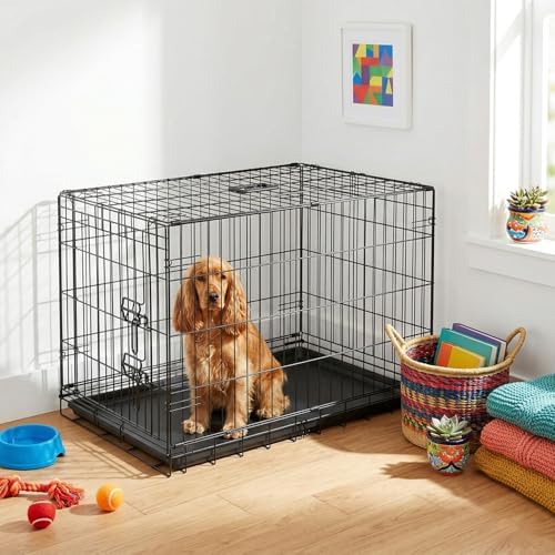 FDW | 36" Foldable Metal Dog Crate | Dark Black | Cage - Image 2