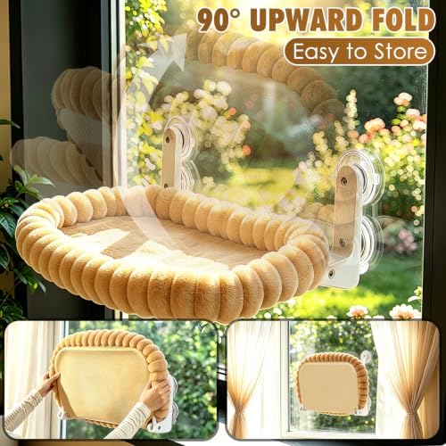 IPOW Cat Window Perch Cordless Foldable Cat Hammock Bed - Image 2