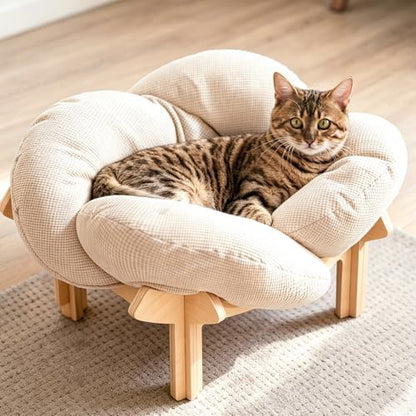 PACHIRA Elevated Cat Bed Wooden, Cat Couch Fluffy, Cat Sofa Flower by Unknown