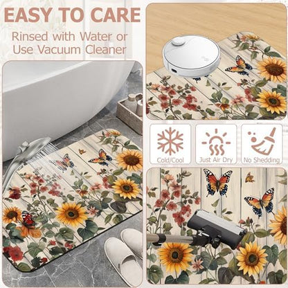 Vintage Flower Bathroom Rugs, Bath Mats - Image 6