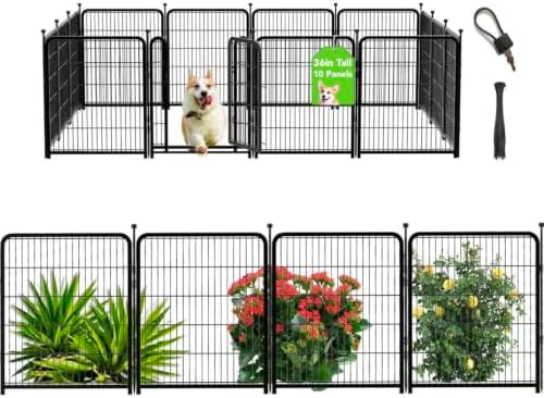 Getlay Tall Garden Fence, 36 in 10 Panels Dog Fence Outdoor by Getlaygardenfence