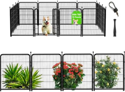 Getlay Tall Garden Fence, 36 in 10 Panels Dog Fence Outdoor by Getlaygardenfence