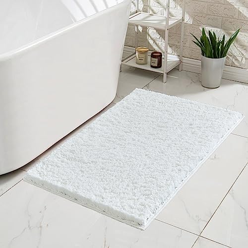 CozeCube 32"x20" White Non Slip Microfiber Bathroom Rug Washable - Image 2