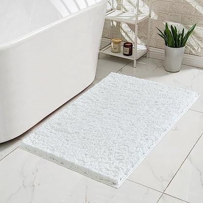 CozeCube 32"x20" White Non Slip Microfiber Bathroom Rug Washable - Image 2