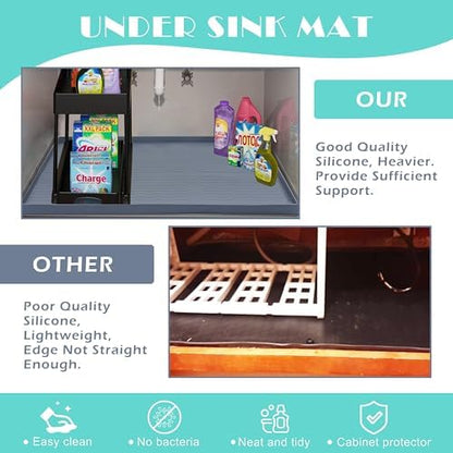 URMONA Waterproof Silicone Under Sink Mat 31'' x 22'' Shelf Liner - Image 5