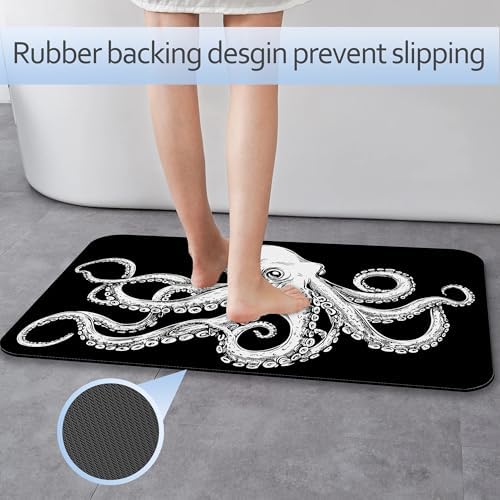 Bathroom Rug 29.5"x17", Cute Octopus Bath Mat - Image 3