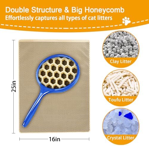 Cat Litter Mats Litter Trapping Mat, 2 Layer Honeycomb Pet Litterbox Matt - Image 2