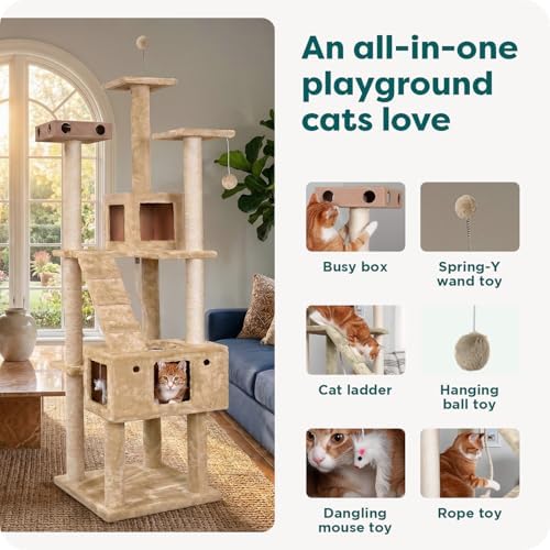 FurHaven 69.3" Tall Cat Scratching Post Tower - Image 6