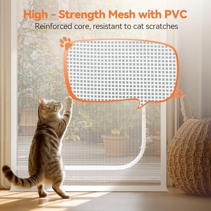 BFNN Cat Screen Door, Scratch Resistant Mesh Gate, Fit 30'' x 80'' Door - Image 4