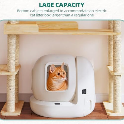 Wood Cat Tower for Automatic Litter Box, 4 Tier Cat Tree, 60 Inch - Image 4