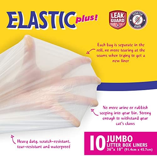 10 Count Fresh Kitty Litter Box Liners Durable, Easy Clean Up Elastic Jumbo - Image 3