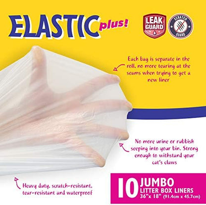 10 Count Fresh Kitty Litter Box Liners Durable, Easy Clean Up Elastic Jumbo - Image 3