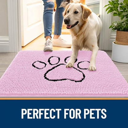 OLANLY Dog Door Mat for Muddy Paws 30x20, Paw Print Design Chenille Mud Mat - Image 6