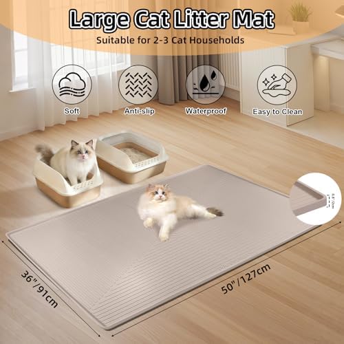 Silicone Cat Litter Mat 50" x 36" Cat Mat - Image 2