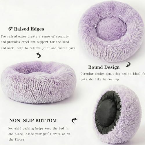 nononfish Cozy Calming Dog Bed, Soft Plush Donut Pet Bed - Image 5
