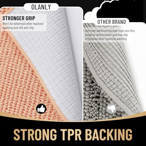 OLANLY Thick Chenille Bathroom Runner Rugs 44x24, Absorbent Bath Mat - Image 5