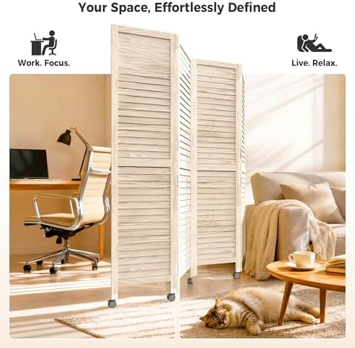 Amsleekey 4 Panel Wood Room Divider - Image 4