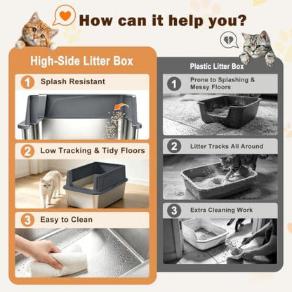 AIPERRO Small Stainless Steel Cat Litter Box - Image 4