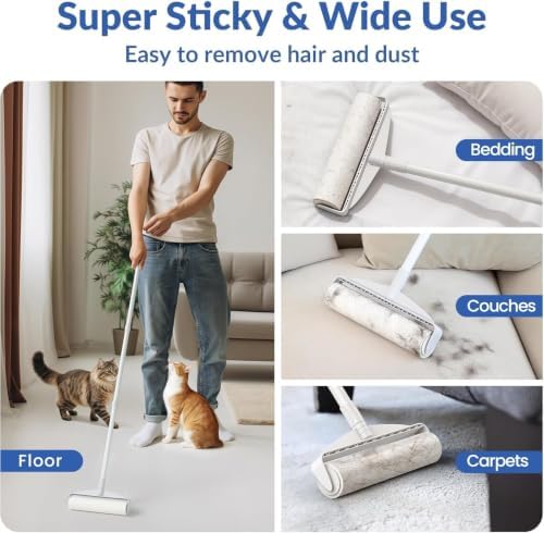 DELOMO 9.45” Large Lint Roller Refills, 6 Racks, 540 Extra Sticky Sheets - Image 4