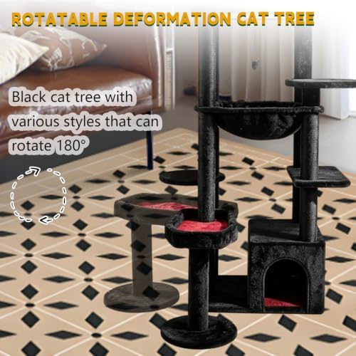 Gothic Cat Tree with Coffin Bed, Spooky Cat Tower with Scratching Post - Image 4