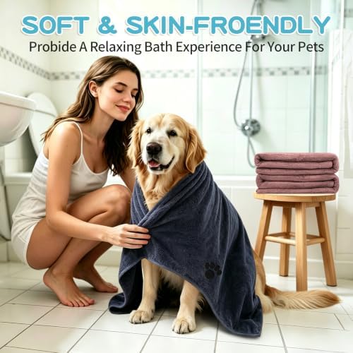 Microfiber Dog Towels 6 Pack, Perfect Shower & Bath Supplies - Image 5