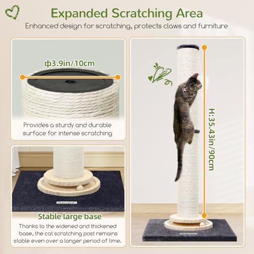 Globlazer 35in Tall 3.9-in Thick Cat Scratching Post - Image 2