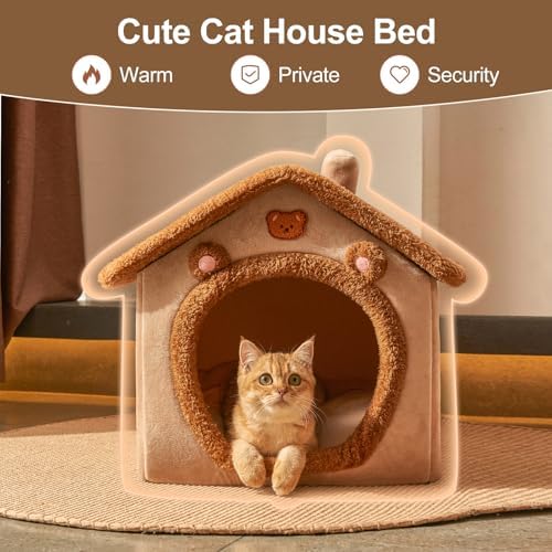 Cute Cat Beds for Indoor Cats, Foldable Cat House - Image 2