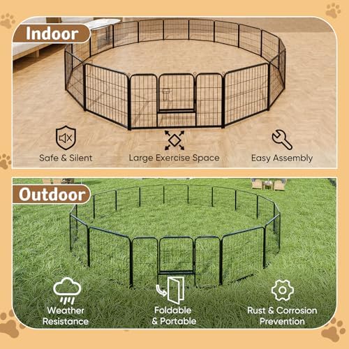 DUMOS Dog Playpen 24 Inch 16 Panels Indoor Outdoor Metal Pet Fence - Image 6