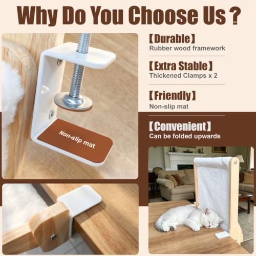 Cat Desk Bed Foldable Wood Cat Bed - Image 5