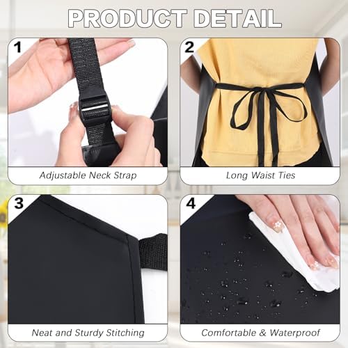 4 Pack Waterproof Vinyl Apron, Heavy Duty Adjustable Dishwasher Apron - Image 7