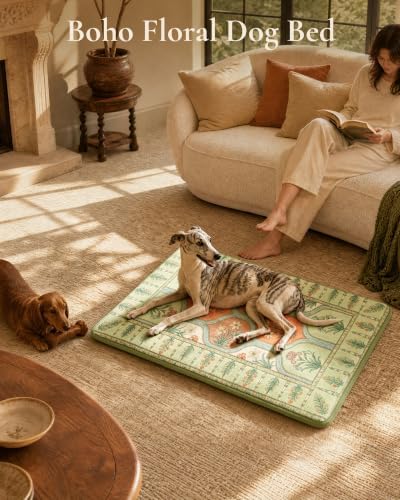 Exsnugy Dog Crate Pad, Boho Washable Dog Bed Mats - Image 2