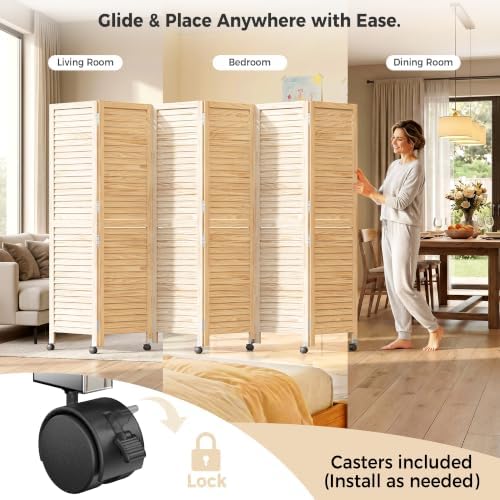 Amsleekey 67" H 6 Panel Wood Room Divider - Image 5